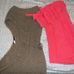 Weird knit thing that I don’t understand and pink coral blouse bundle set size L
